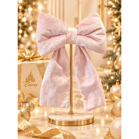 Adorno de Navidad XXL lazo de Mickey en terciopelo rosa empolvado – Disneyland Paris