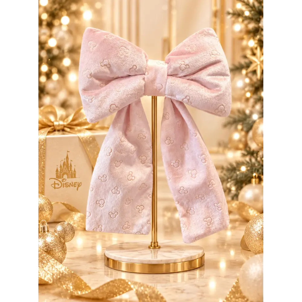 Adorno de Navidad XXL lazo de Mickey en terciopelo rosa empolvado – Disneyland Paris