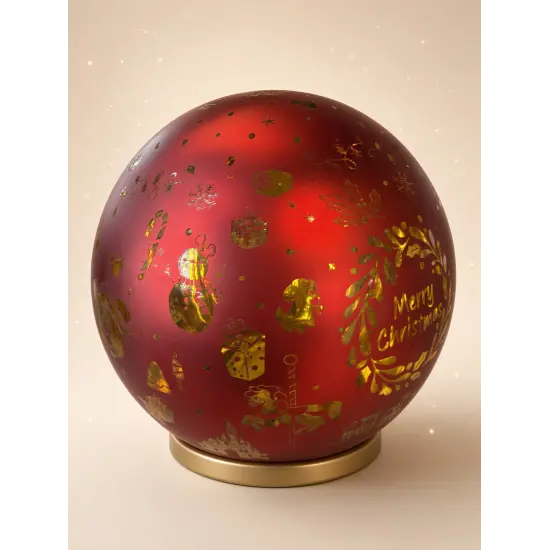 Leuchtender Weihnachts-Photophor von Disney – Rote und goldene Mickey-Kugel