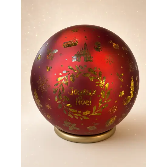 Disney Christmas Light-Up Lantern – Red and Gold Mickey Ball