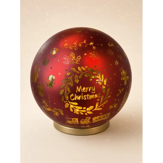 Leuchtender Weihnachts-Photophor von Disney – Rote und goldene Mickey-Kugel