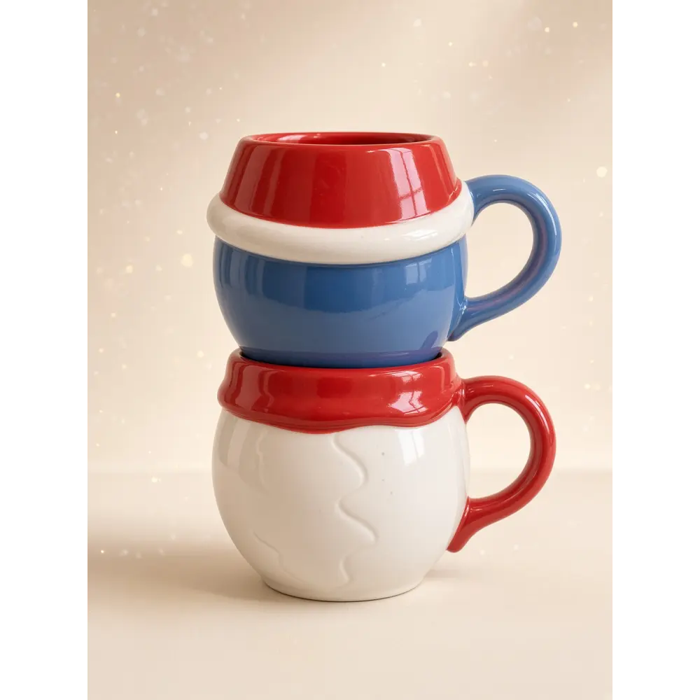 Juego de 2 tazas apilables Stitch – Muñeco de nieve de Navidad