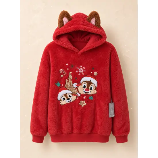 Kids Fleece Hooded Sweatshirt Tic & Tac Christmas Red – Disneyland Paris