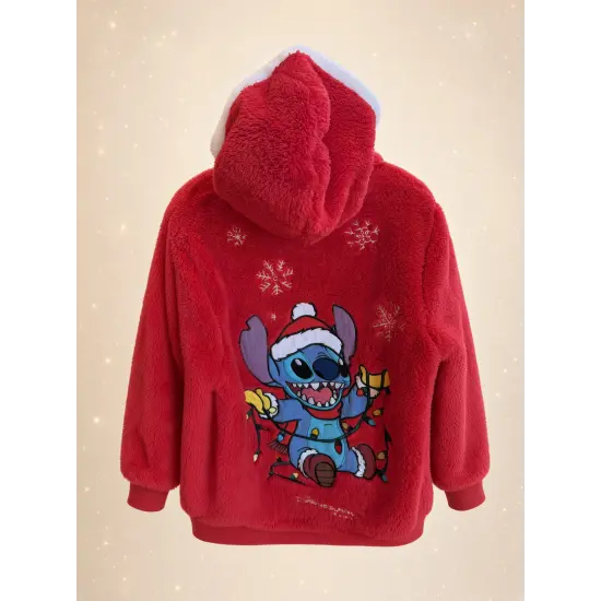 Kinder-Fleece-Hoodie Stitch Weihnachten rot – Disneyland Paris