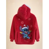 Kinder-Fleece-Hoodie Stitch Weihnachten rot – Disneyland Paris