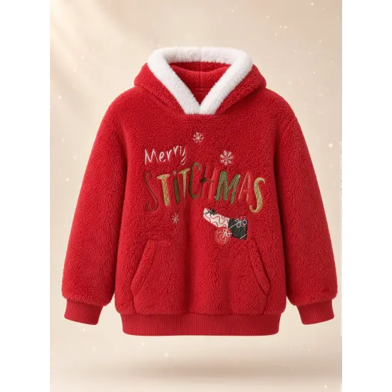 Kids polar fleece hoodie Stitch Christmas red – Disneyland Paris
