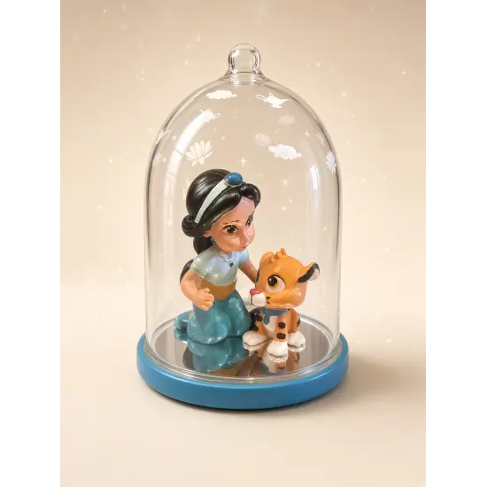 Decoración navideña de Jasmine y Rajah bajo campana transparente – Disney Aladdin