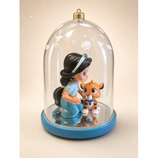 Weihnachtsdekoration Jasmine und Rajah unter Glasglocke – Disney Aladdin