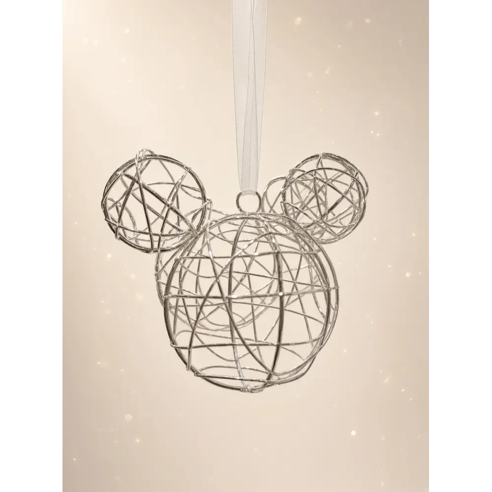 Adorno navideño de Navidad de Mickey plateado calado – Disneyland paris