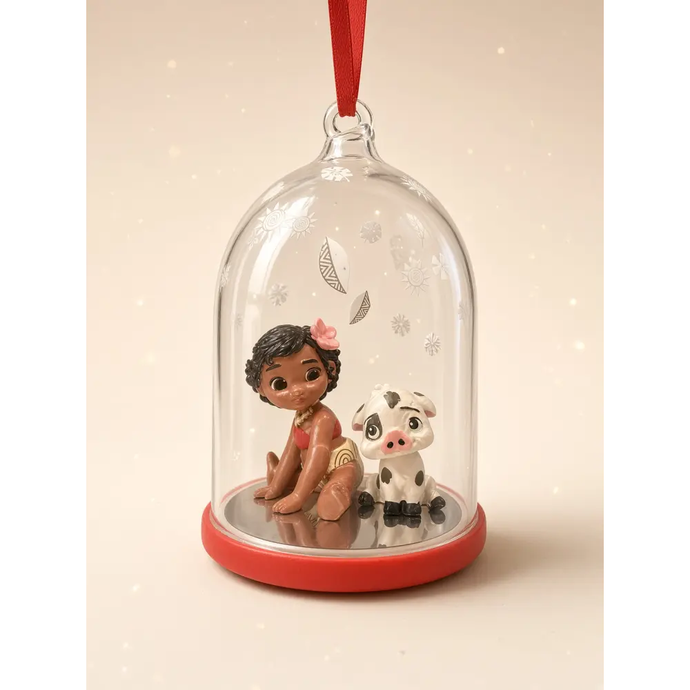 Weihnachtskugel Vaiana und Pua unter Glocke – Disneyland Paris