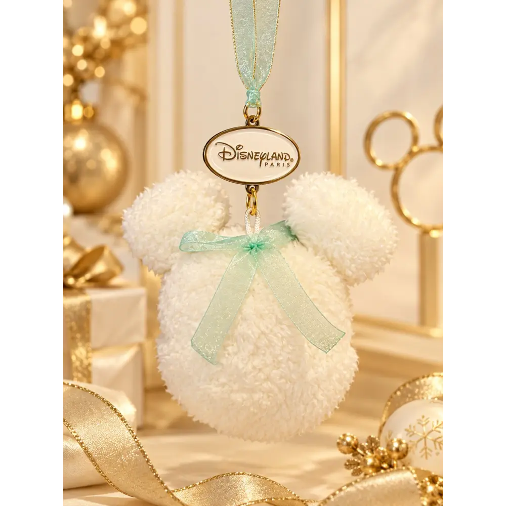 Adorno de Navidad Cabeza de Mickey de Peluche Blanco – Disneyland Paris