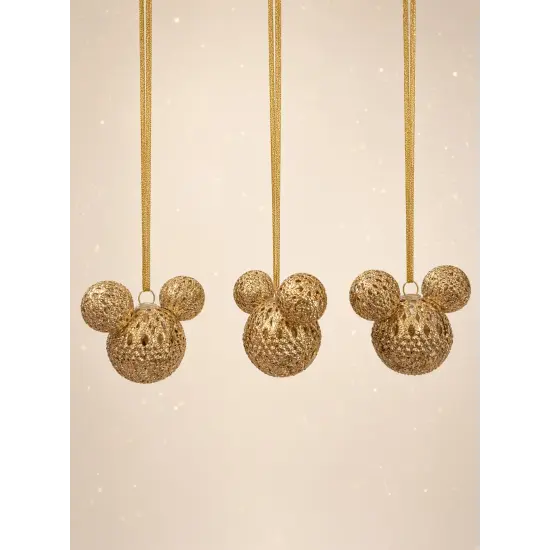 3 Boules de Noël Mickey Mouse dorée ajourée – Disney