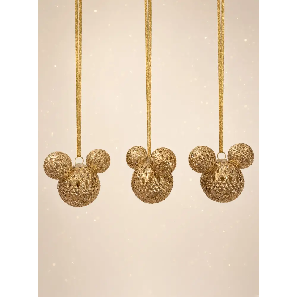 3 Boules de Noël Mickey Mouse dorée ajourée – Disney
