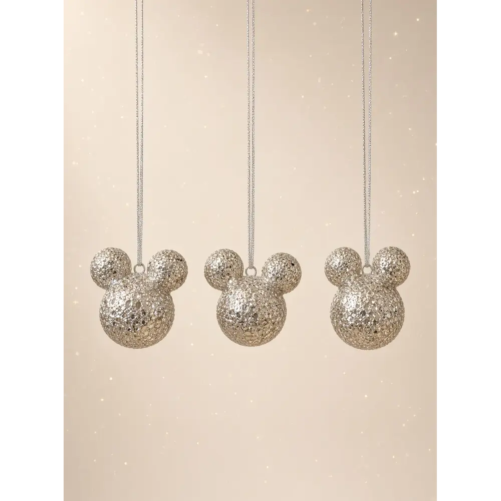 3 Weihnachtskugeln Mickey Mouse silberfarben durchbrochen – Disney