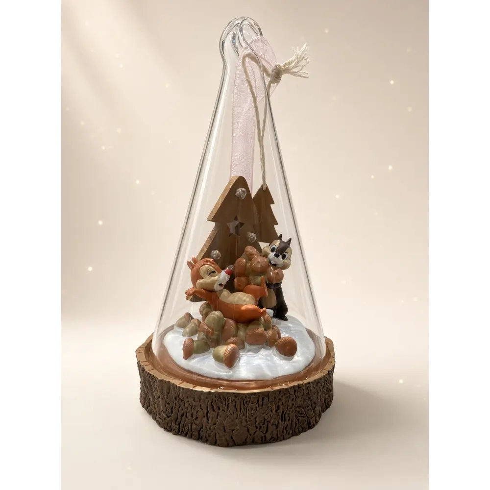 Disney Tic und Tac Weihnachtsdekoration unter transparenter Glocke