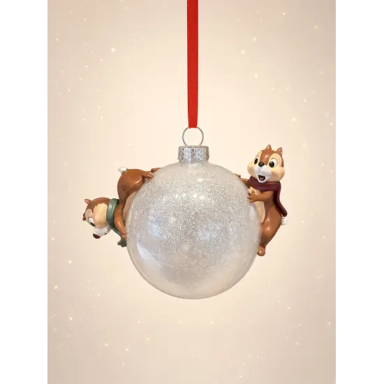 Bola de Navidad Tic y Tac blanca iridiscente brillante – Disney