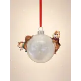 Bola de Navidad Tic y Tac blanca iridiscente brillante – Disney