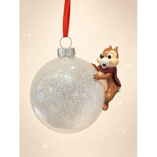Bola de Navidad Tic y Tac blanca iridiscente brillante – Disney
