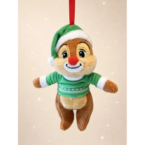 Disney Weihnachtsplüsch Tic oder Tac mit roter oder grüner Mütze zum Aufhängen – Disney