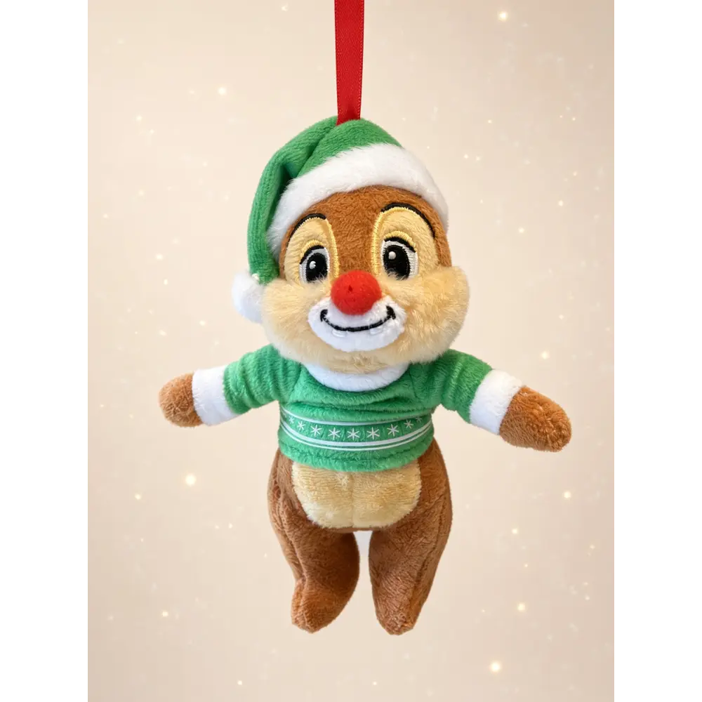 Disney Weihnachtsplüsch Tic oder Tac mit roter oder grüner Mütze zum Aufhängen – Disney