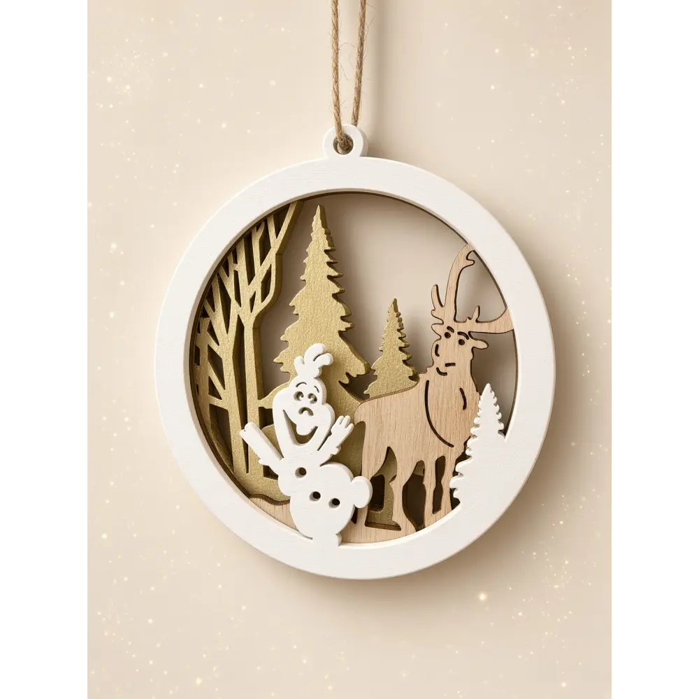 Adorno de Navidad de madera Olaf y Sven – La Reine des Neiges