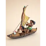 Figura Disney de Vaiana y Maui en su Barco Tradicional