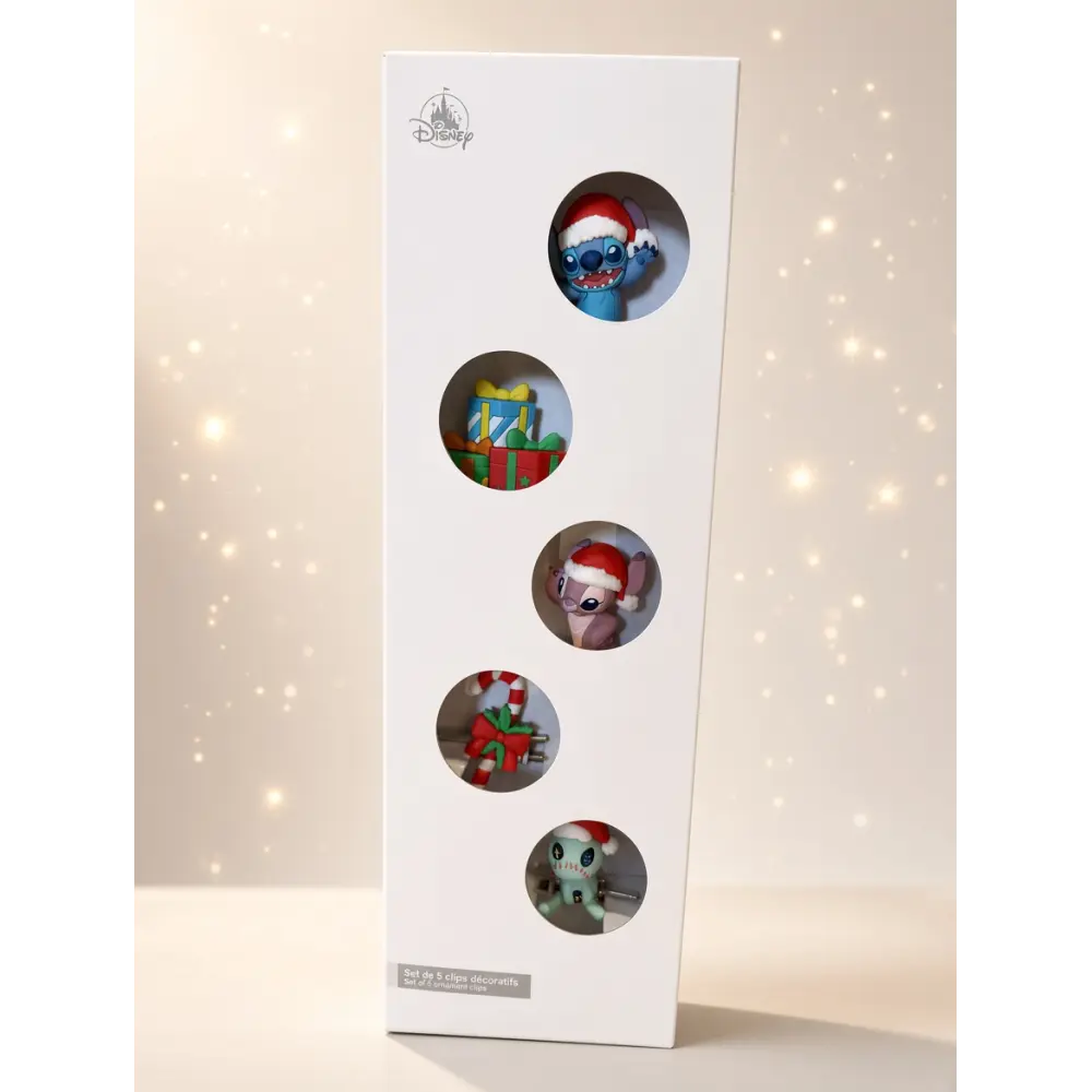 Set of 5 Christmas decorative clips Stitch, Angel and Souillon – Disney