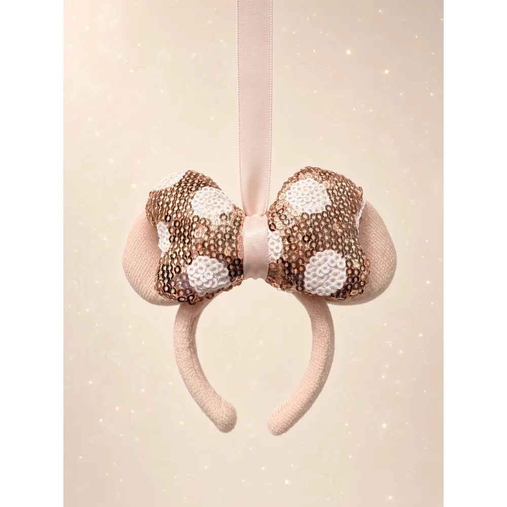 Adorno de Navidad Minnie Ears rosa y blanco con lentejuelas – Disneyland Paris