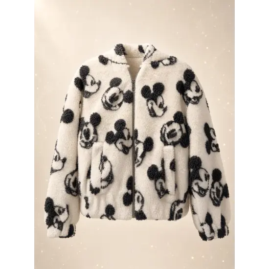 Kinder-Sherpajacke mit Mickey Mouse in Ecru und Schwarz – Disneyland Paris