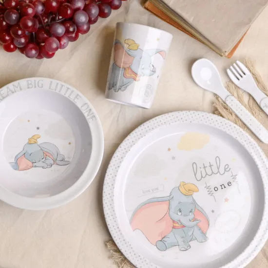 DISNEY MELAMINE DINNERWARE SET 5-PIECE DUMBO