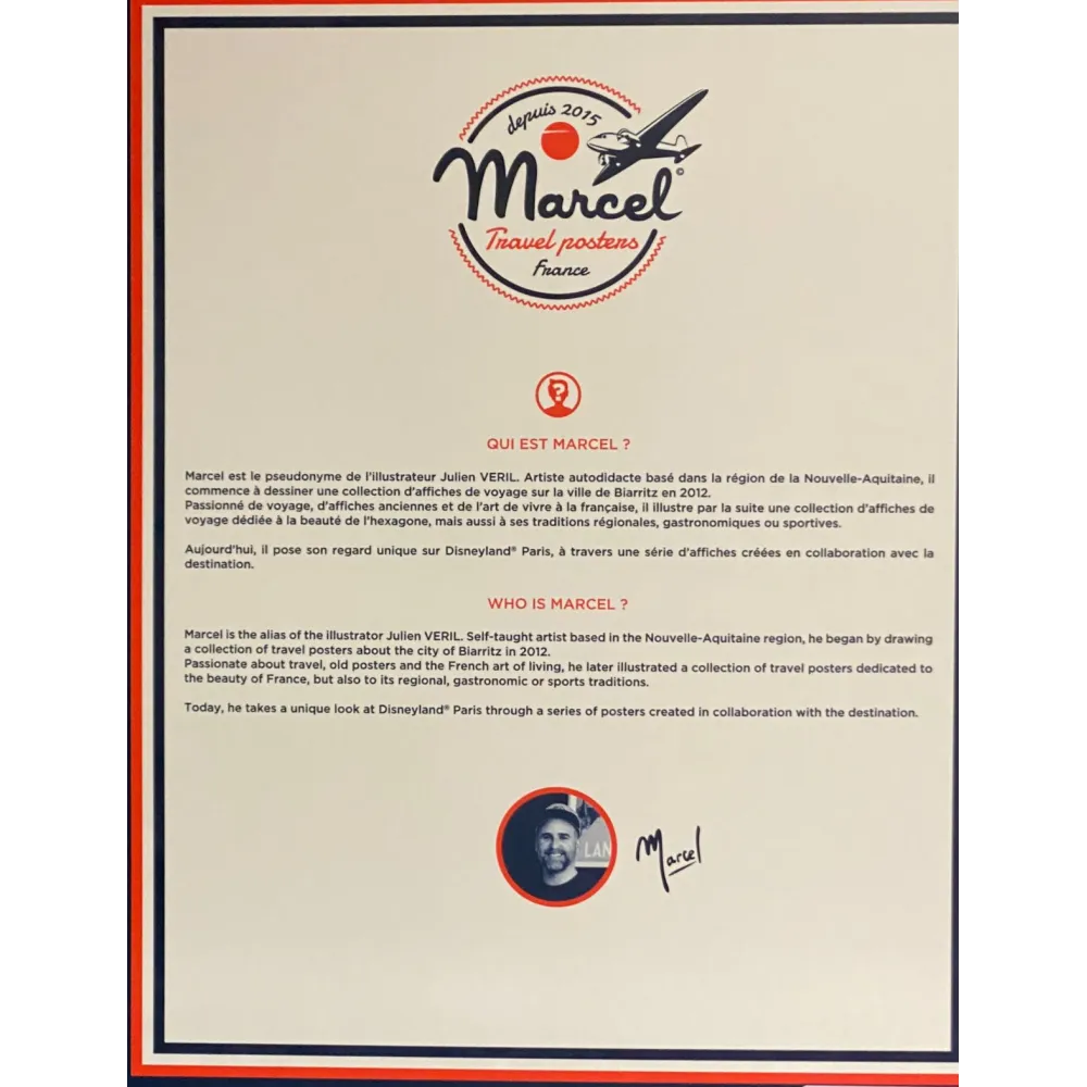Affiche Marcel Travel Posters Disneyland Paris Walt Disney Studios