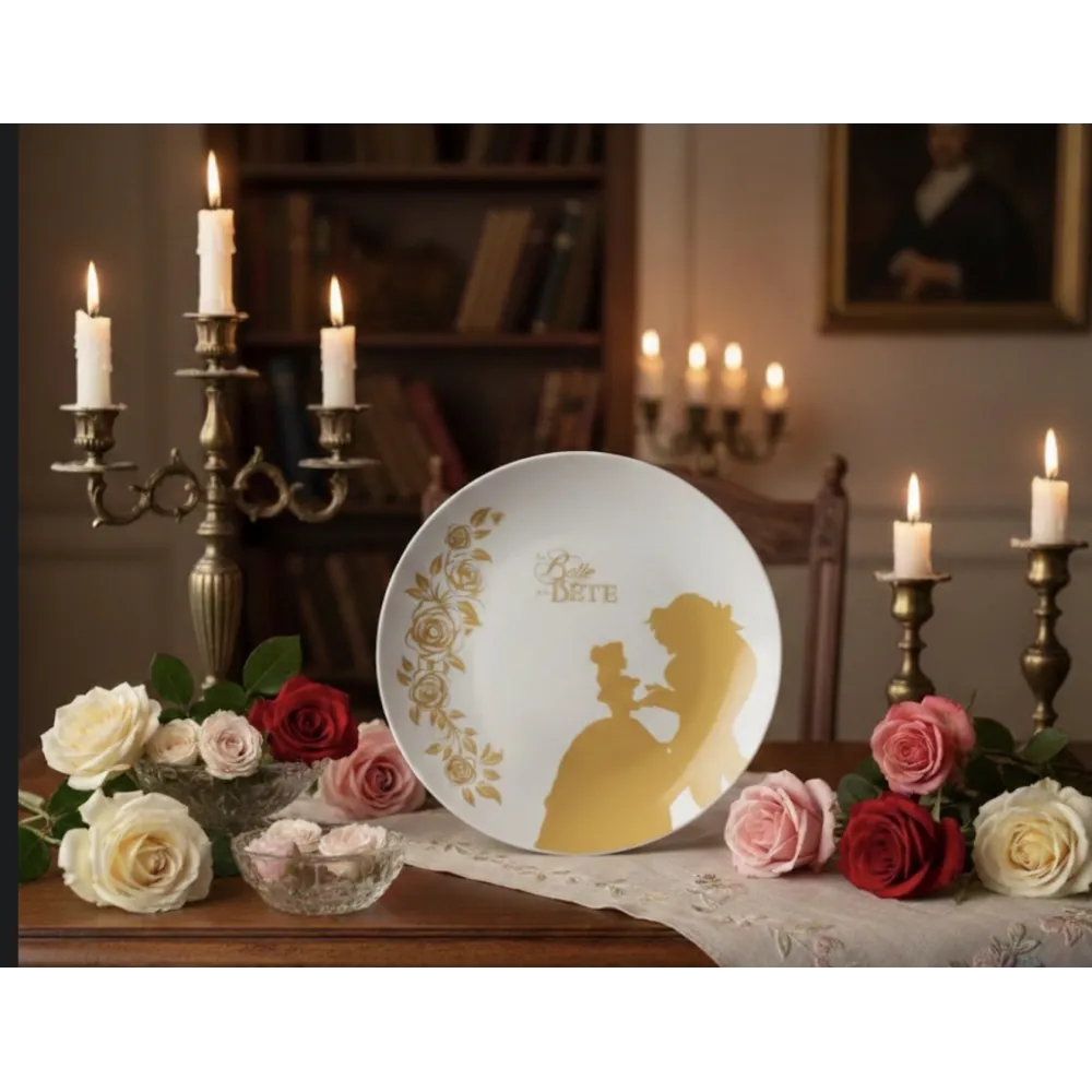 Disney Beauty and the Beast Plate – Elegant Gold Design Disneyland Paris
