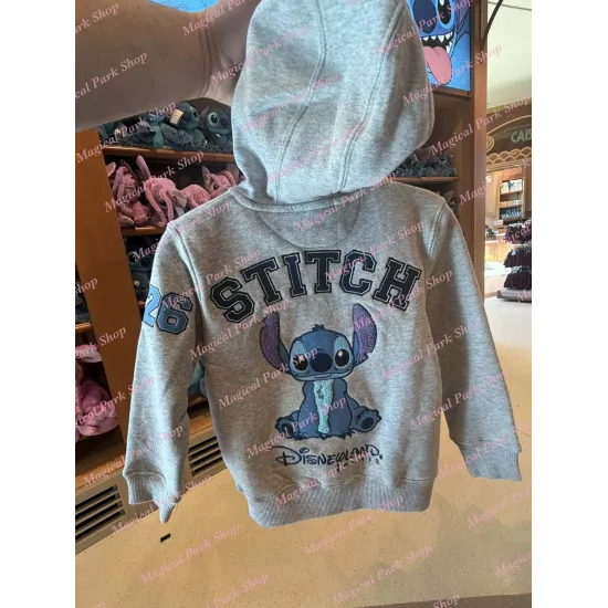 SWEAT A CAPUCHE ZIPPE STITCH GRIS ENFANT DISNEYLAND PARIS