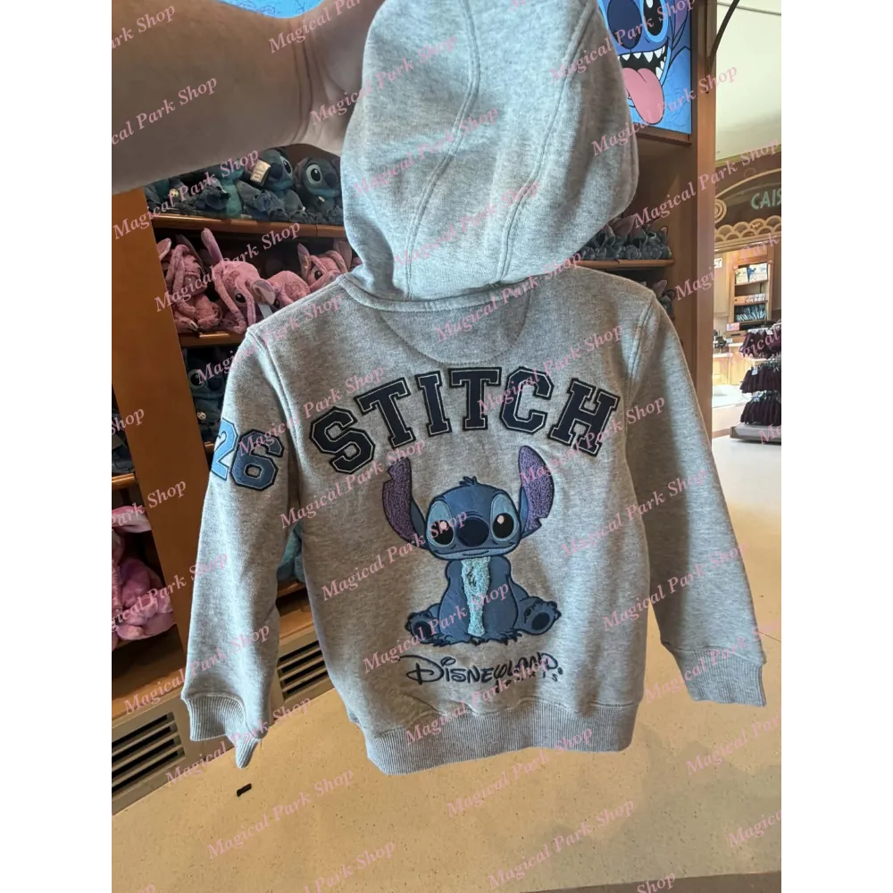 SWEAT A CAPUCHE ZIPPE STITCH GRIS ENFANT DISNEYLAND PARIS