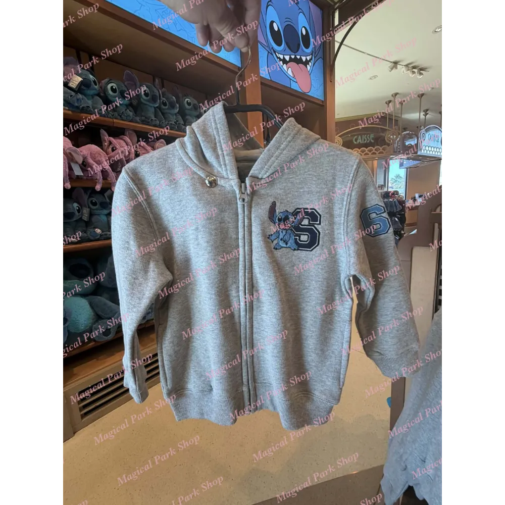 SWEAT A CAPUCHE ZIPPE STITCH GRIS ENFANT DISNEYLAND PARIS