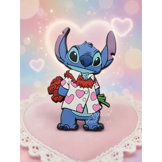 Romantic Stitch magnet with rose bouquet Dinsey