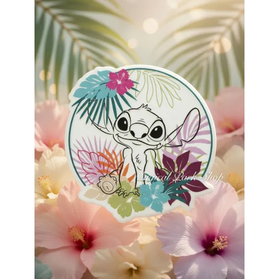 Tropical Stitch Magnet – Disney fridge magnet with Hawaiian flowers