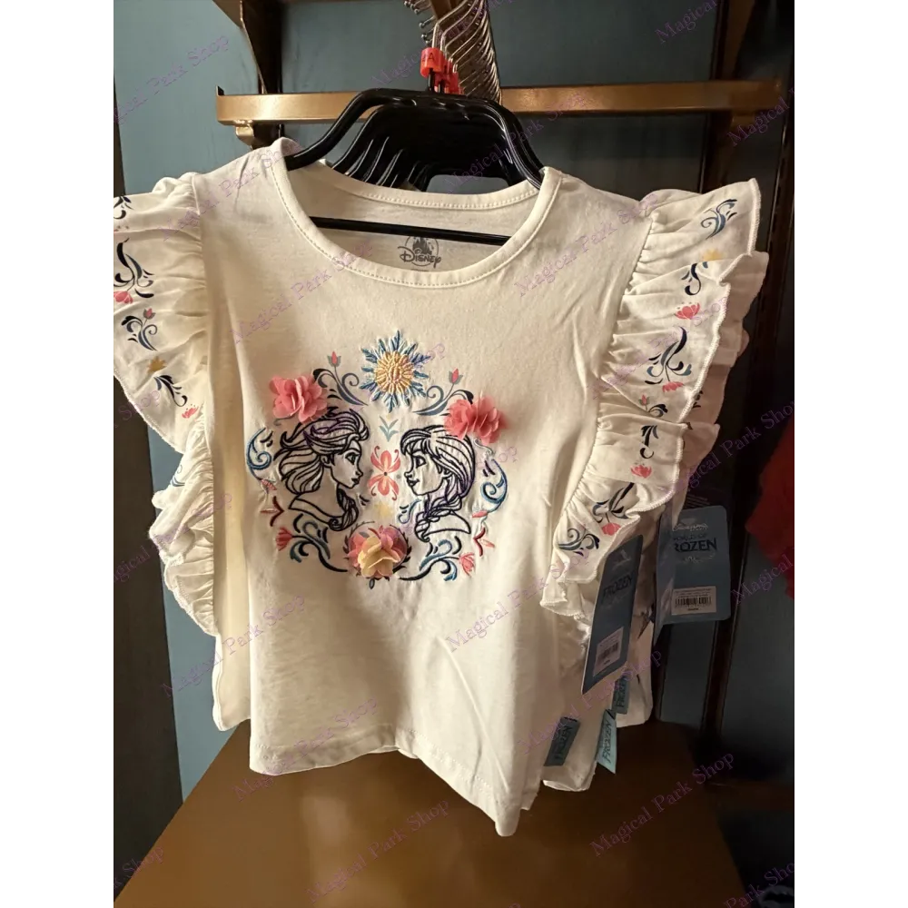Camiseta Infantil Anna & Elsa Flores – World of Frozen Disneyland Paris