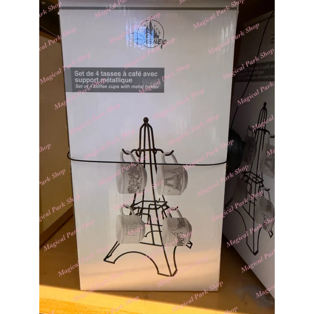 Set de 4 tasses à café Disneyland Paris avec support Tour Eiffel