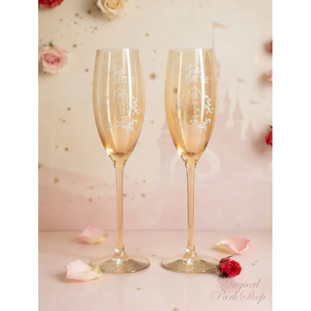 Set of 2 Disney Champagne Flutes La Belle et la Bête – Disneyland Paris