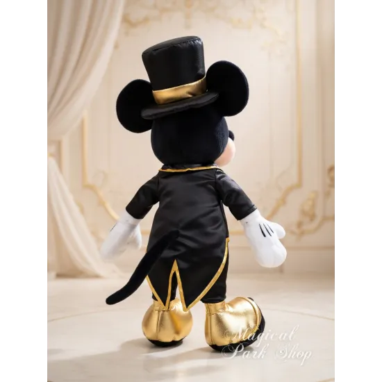 Peluche Mickey Mouse Disney Adventure World – Disfraz elegante negro y dorado