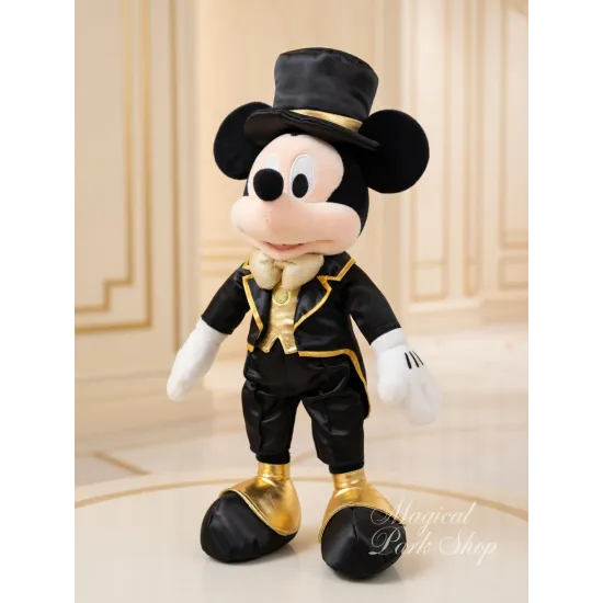 Peluche Mickey Mouse Disney Adventure World – Disfraz elegante negro y dorado
