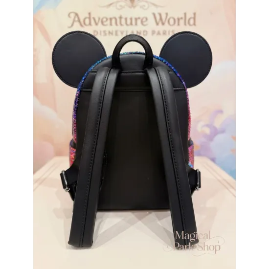 Mochila Loungefly Mickey Disney Adventure World – Lentejuelas multicolores Disneyland Paris