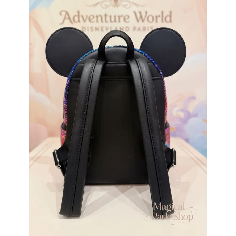 Mochila Loungefly Mickey Disney Adventure World – Lentejuelas multicolores Disneyland Paris