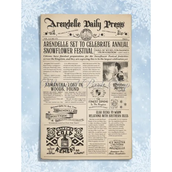 Arendelle Daily Press Poster – Snowflower Festival Disneyland Paris