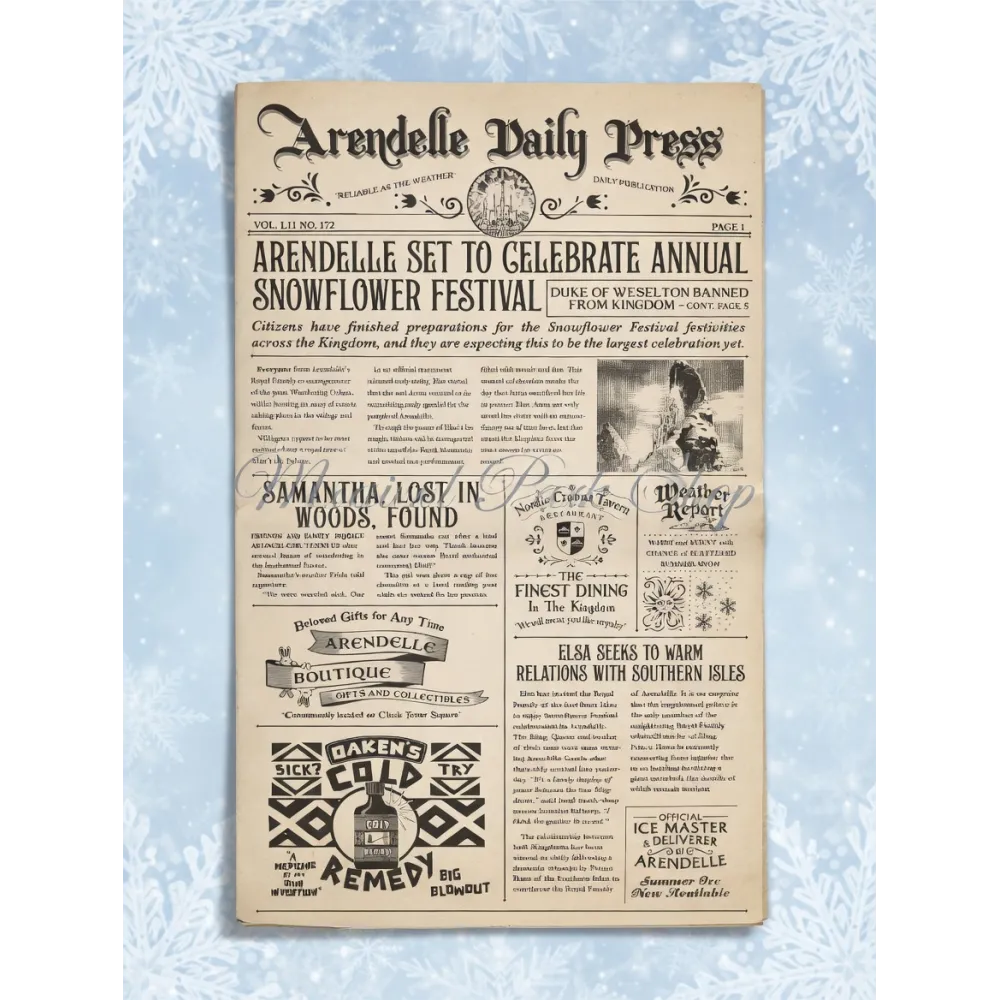 Arendelle Daily Press Poster – Snowflower Festival Disneyland Paris